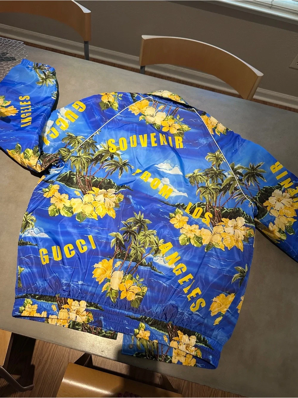 Gucci Multi-Color Tropical Print Jacket with Blue Accents